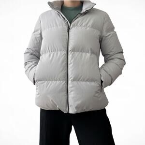 Theory Winter Coat - Gray Puffer - Women’s Size M - Lightweight with Thumbholes